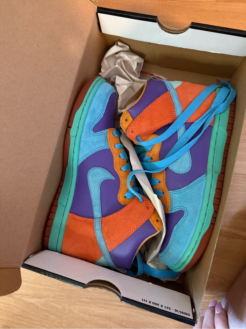 Nike High-Top dunks in Purple, Orange & Teal
